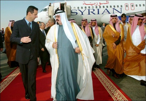 Presidente Bashar Al Assad y  El rey Abdullah bin Abdul Aziz Al Saud